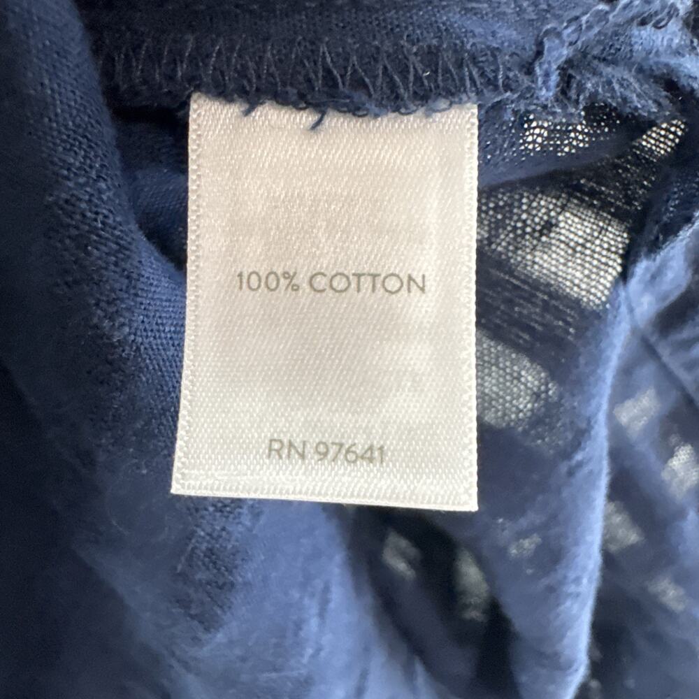 J Jill Tunic Everyday Blouse Womens S Blue Cotton Button Front Shirt Semi Sheer - Picture 12 of 13